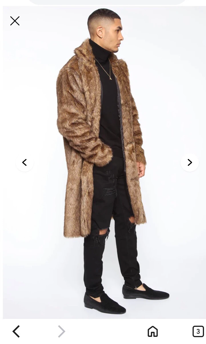 Men’s Fashion Nova Faux Fur Coat Size S - photo 3