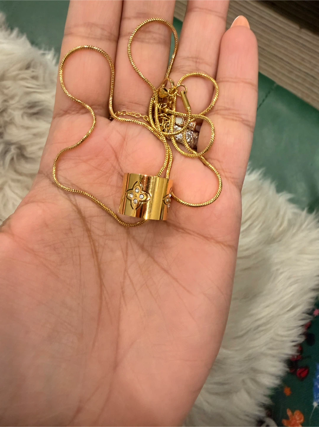 Gold-Tone Flower Pendant Necklace