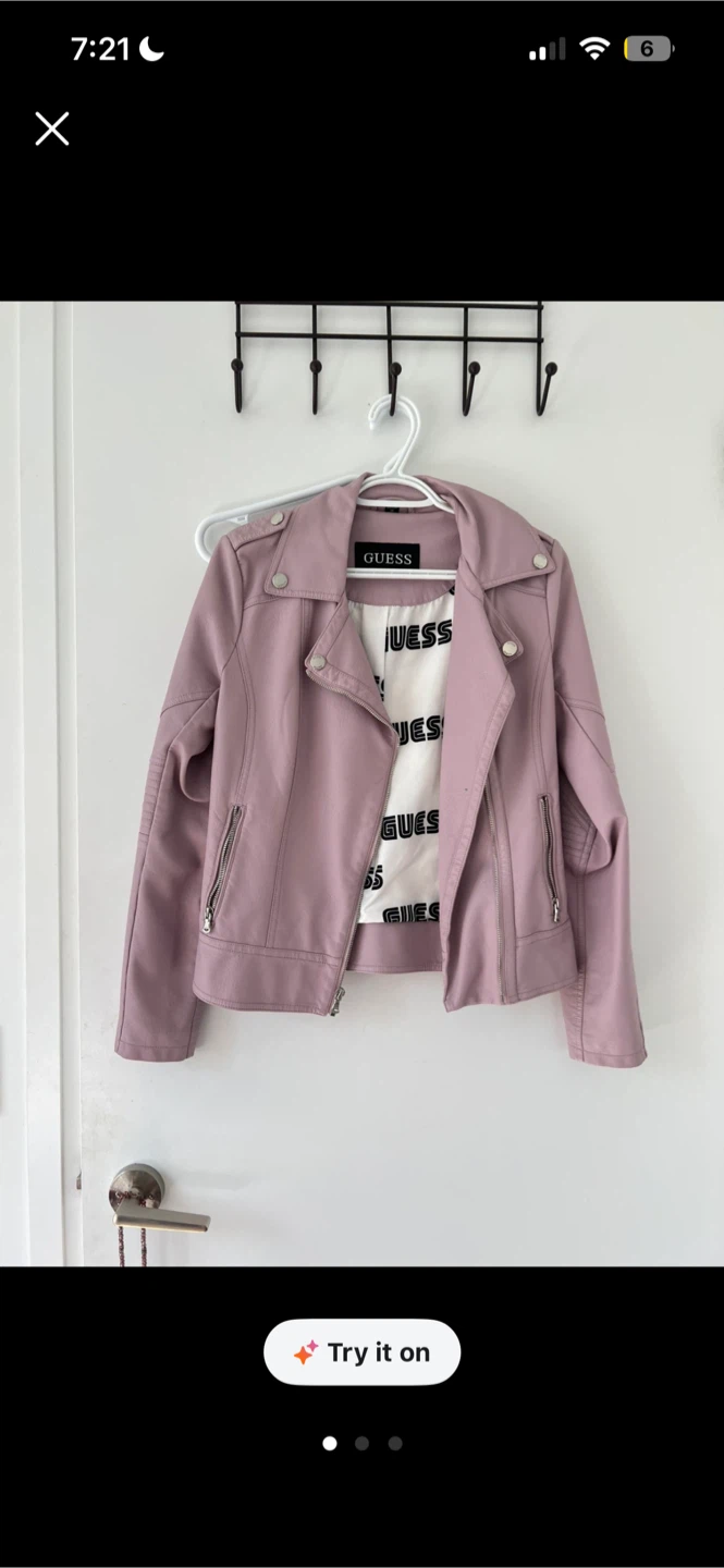 GUESS Mauve Faux Leather Moto Jacket - photo 2