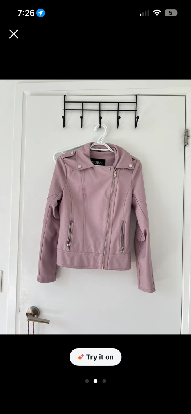 GUESS Mauve Faux Leather Moto Jacket - photo 3