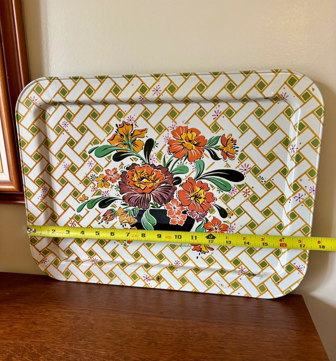 Vintage LaVada Floral Metal Serving Tray - photo 3