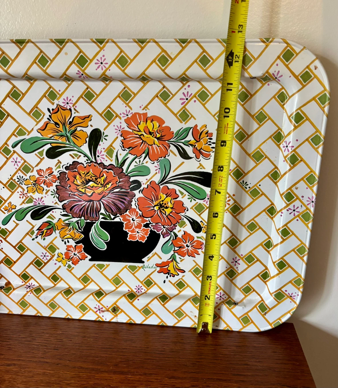 Vintage LaVada Floral Metal Serving Tray - photo 4