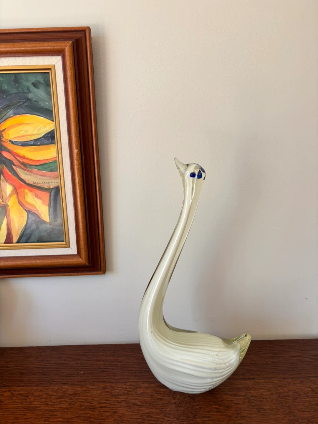 Modern Murano-style glass swan figurine 14 inch - photo 2