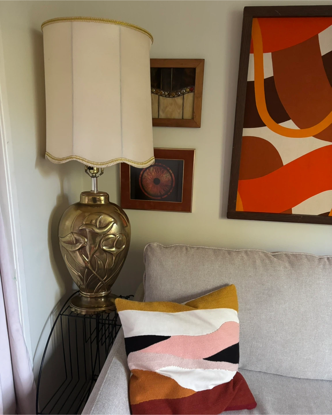 Vintage Brass Calla Lily Table Lamp - photo 3