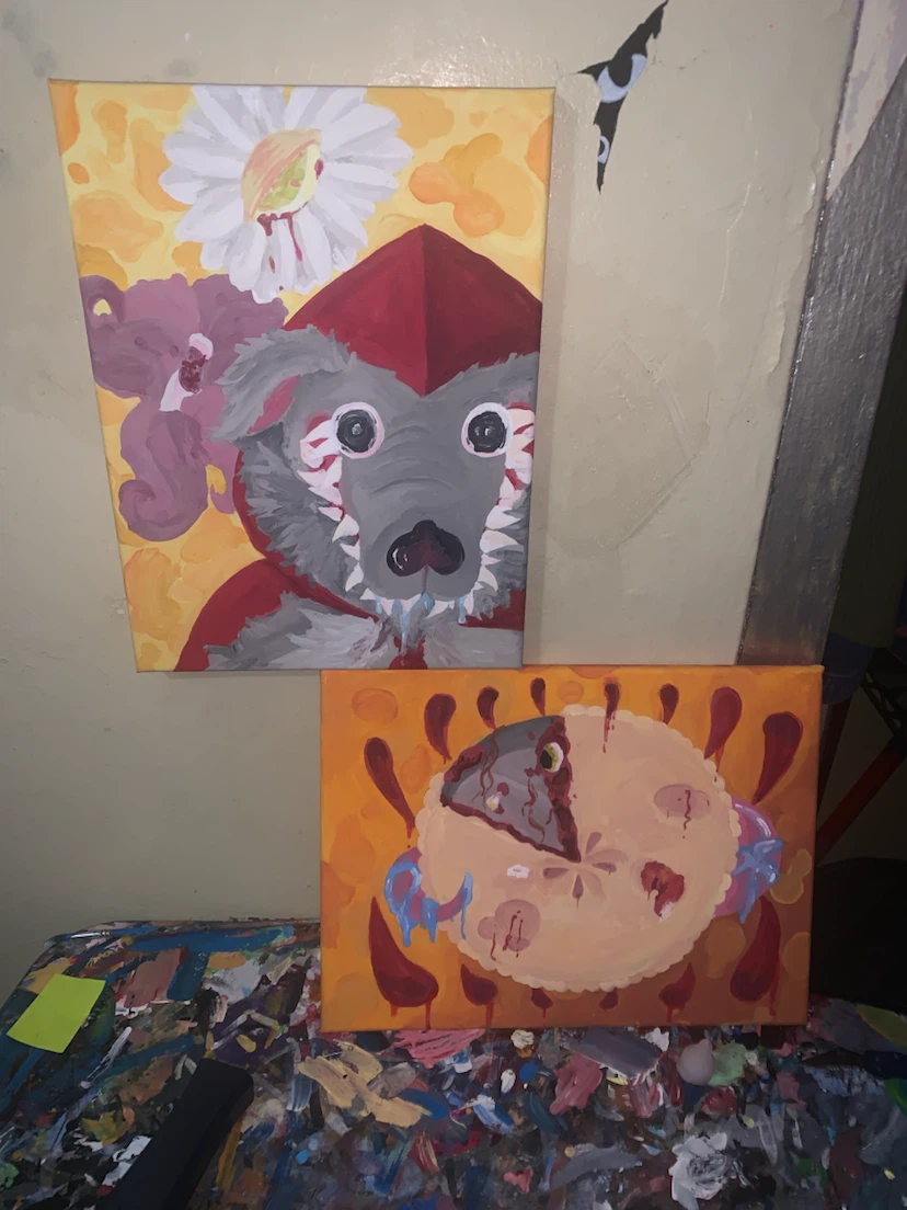 Little Red Wolf Paintings 2set
