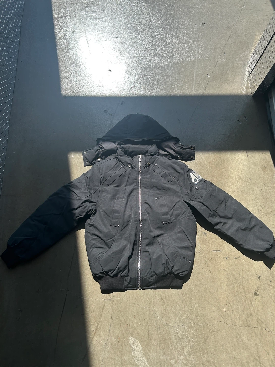 Moose Knuckles Black Down Bomber Jacket