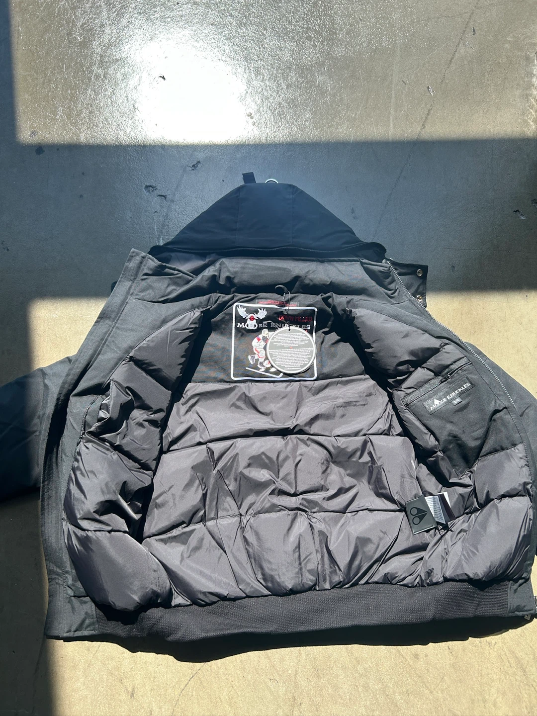 Moose Knuckles Black Down Bomber Jacket - photo 2