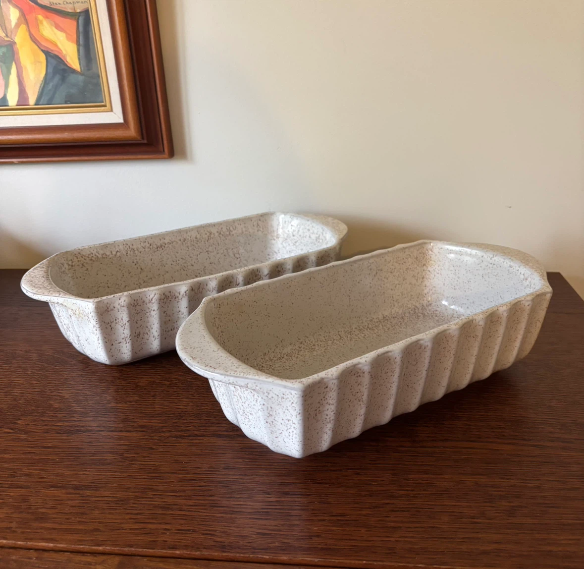 Two Blue Mountain Pottery Speckled Loaf Pans