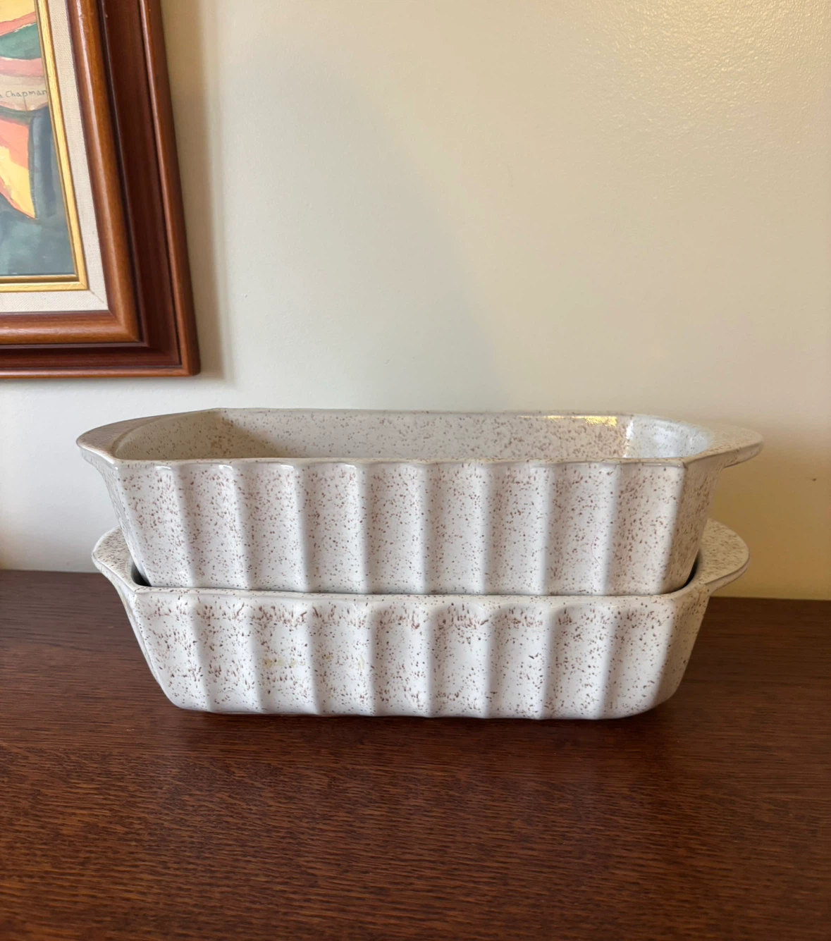 Two Blue Mountain Pottery Speckled Loaf Pans - photo 3