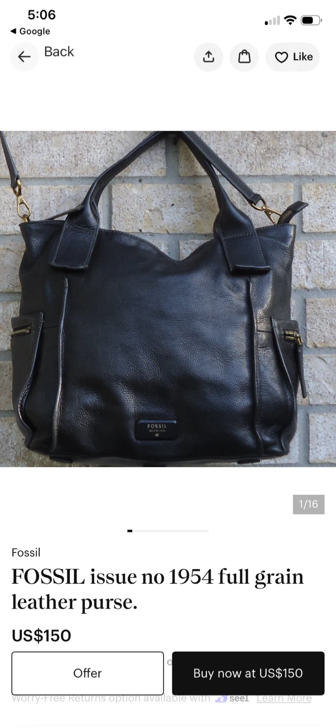 Fossil Issue No. 1954 Black Leather Purse - photo 2
