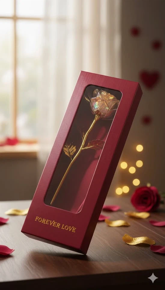 Forever Love Gold Foil Decorative Rose