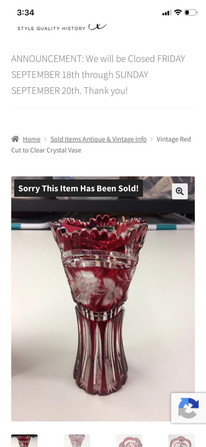Vintage Red Cut-to-Clear Crystal Vase - photo 5