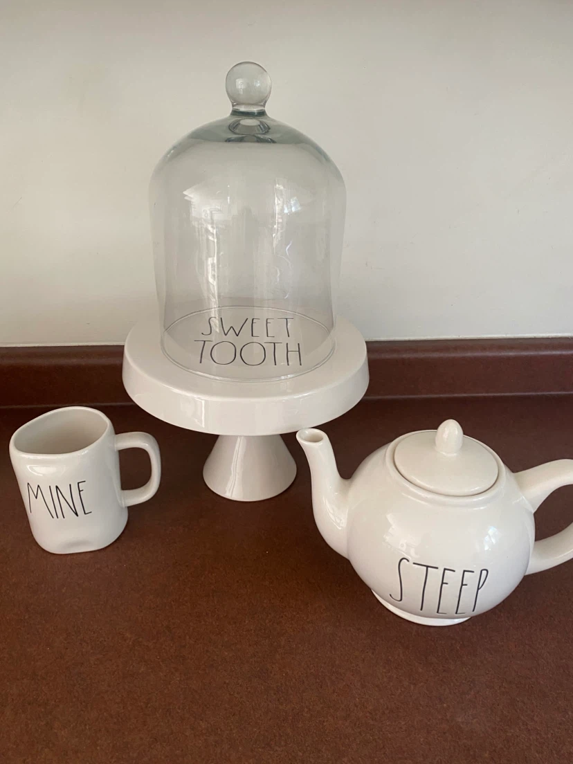 Rae Dunn Sweet Tooth Cake Stand tea pot mug