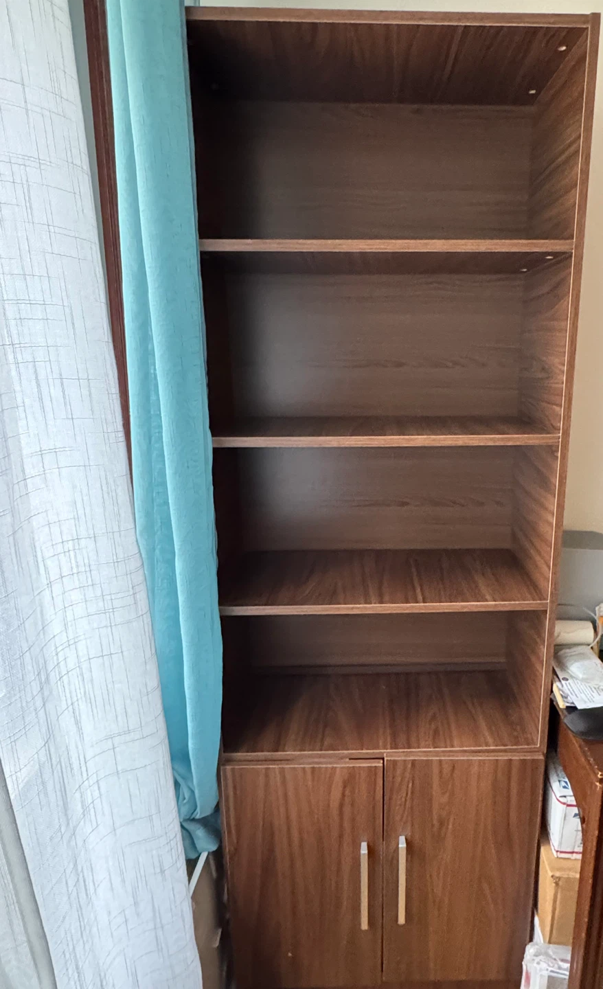 Tall Wooden Bookshelf with Lower Cabinet - photo 2