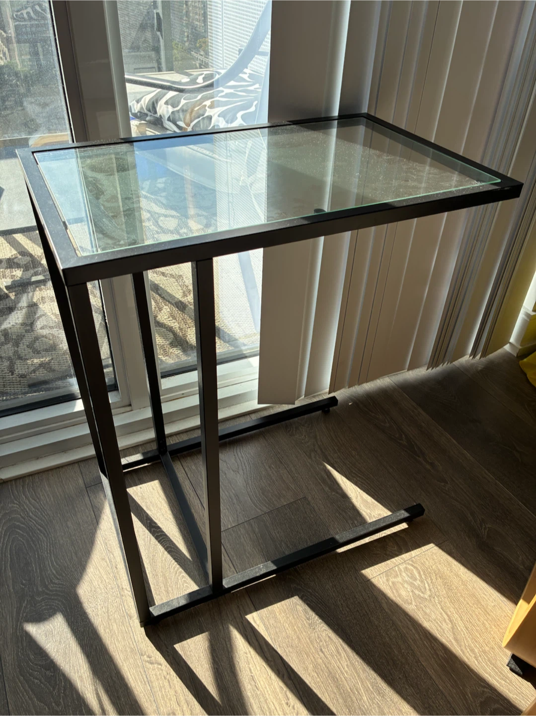 Black Metal and Glass C-Side Table