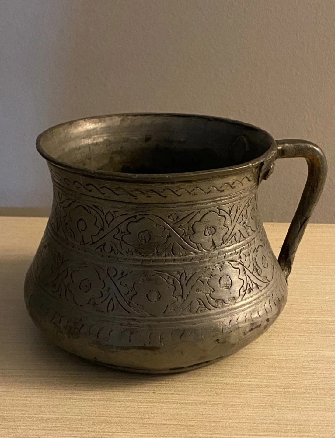 Vintage Hand-Etched Metal Cup