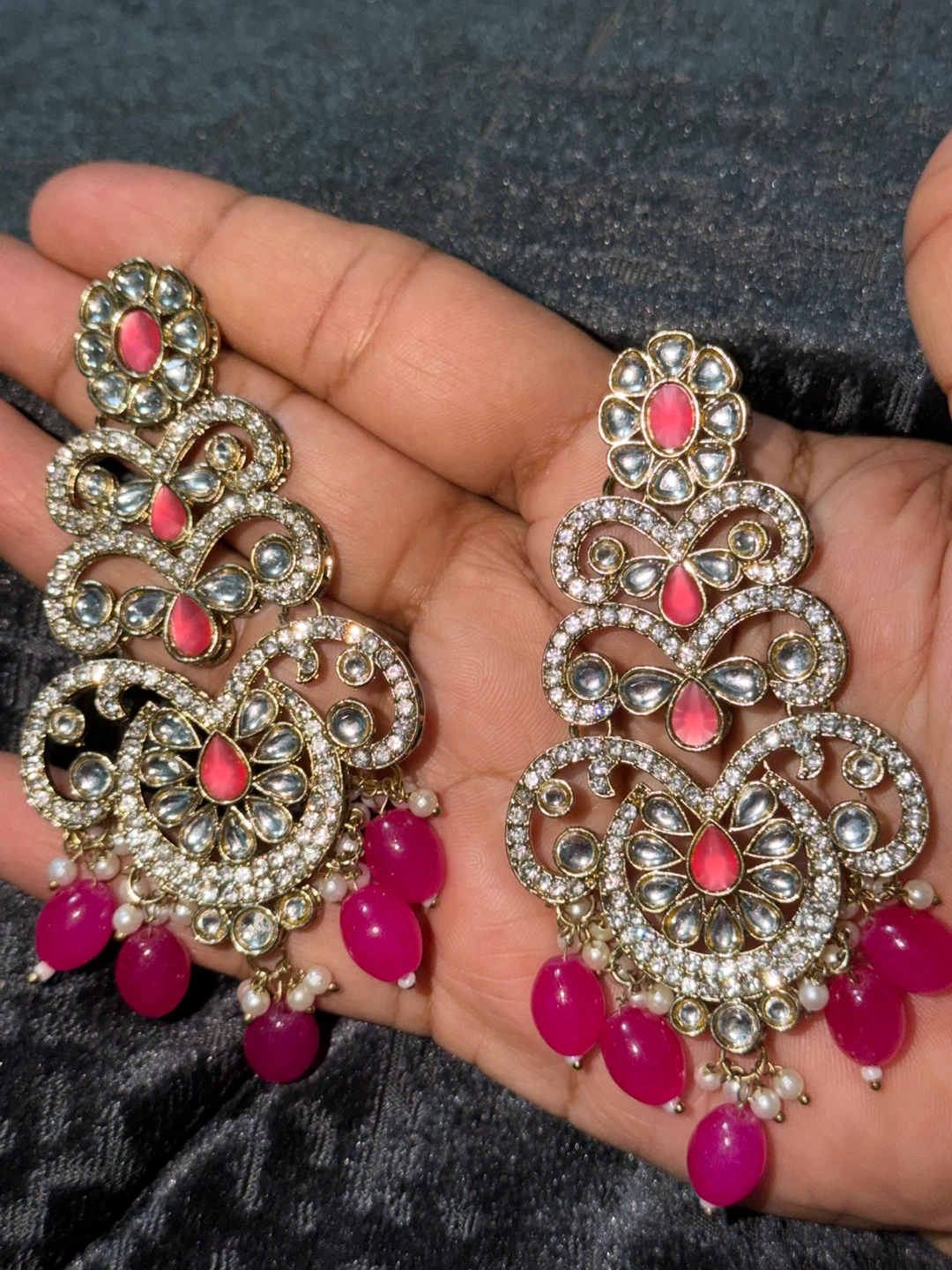 Pink and Gold Statement Earrings