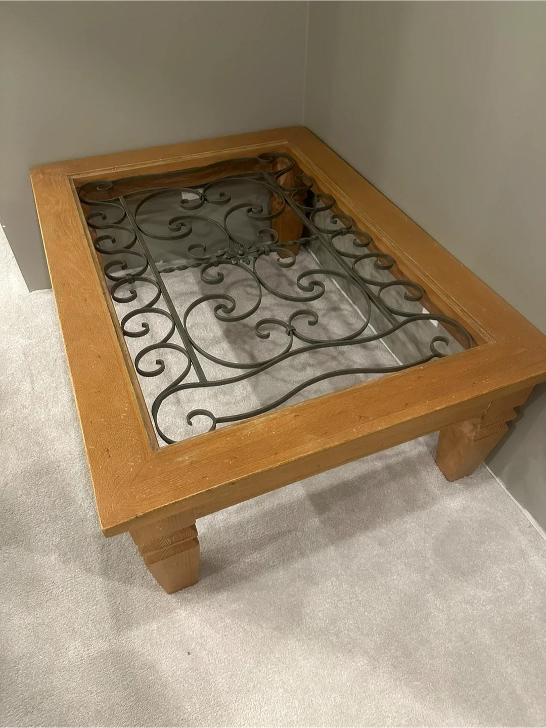 Ethan Allen Wrought Iron and Wood Coffee Table