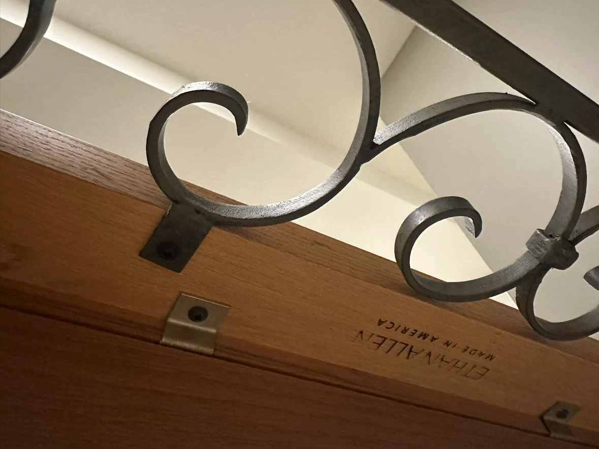 Ethan Allen Wrought Iron and Wood Coffee Table - photo 2