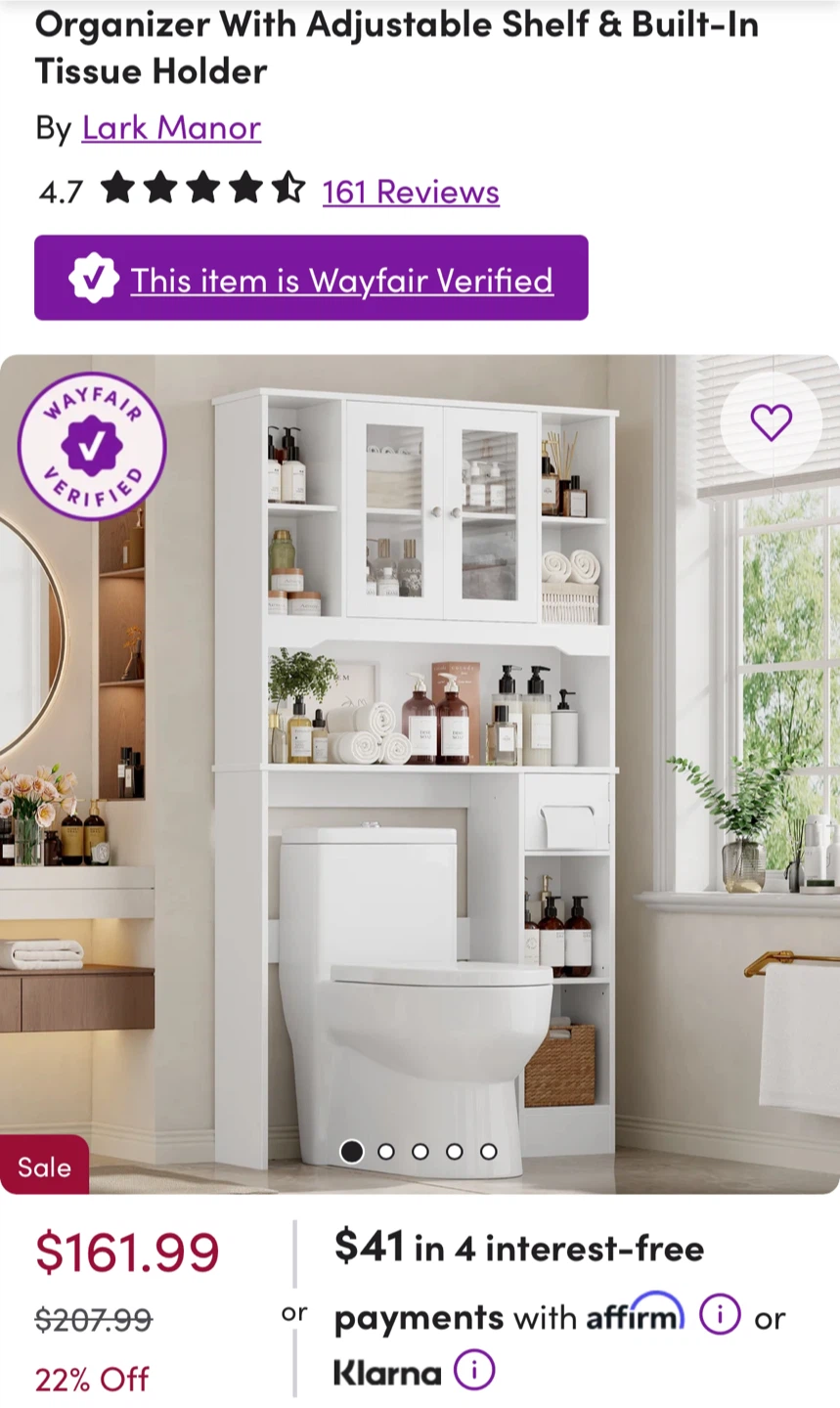Lark Manor Over-the-Toilet Storage Cabinet - photo 2