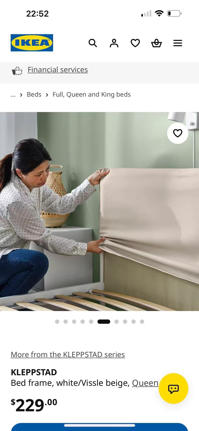 IKEA KLEPPSTAD Queen Bed Frame, White/Vissle Beige - photo 5