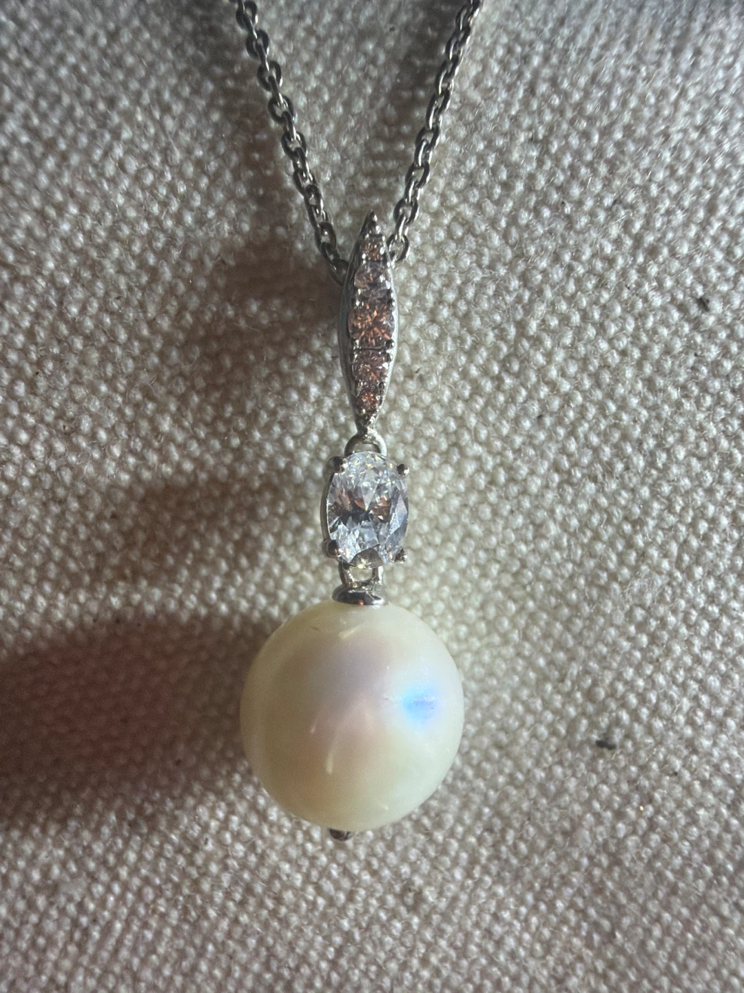 Nadri Fresh Water Pearl and CZ Pendant Necklace Sterling Silver - photo 2