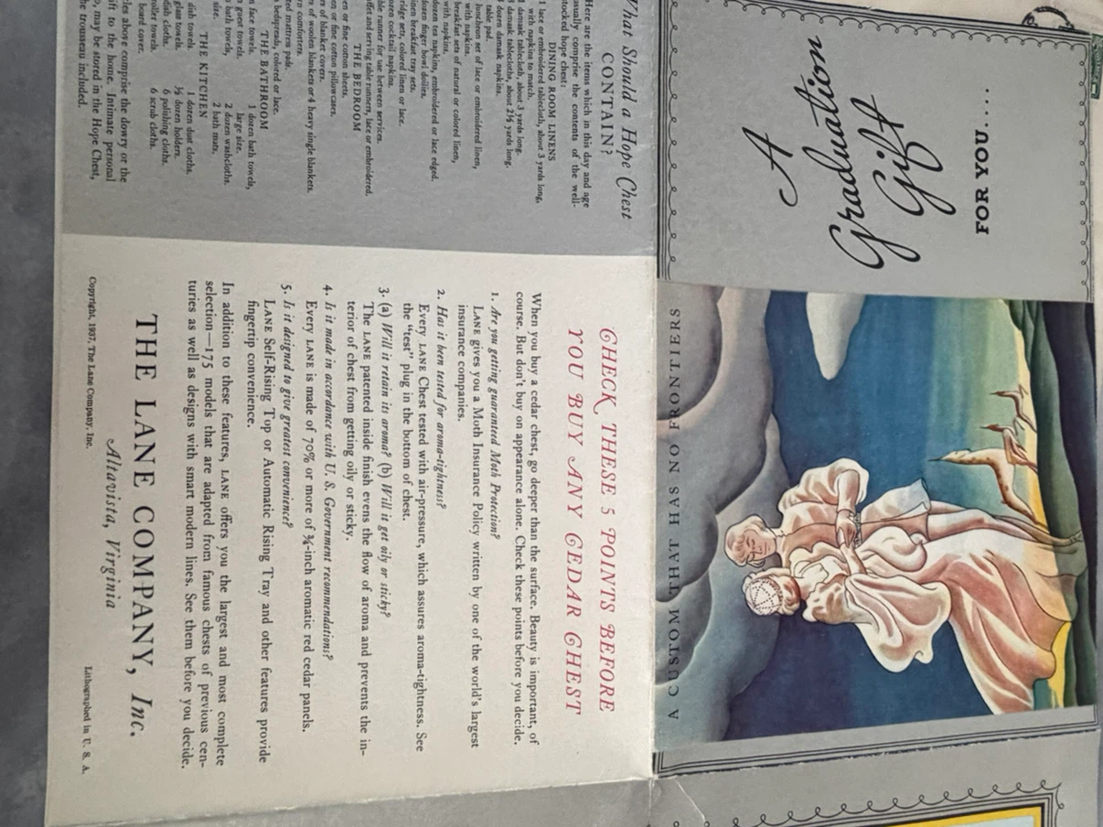 Vintage 1937 Lane Cedar Chest Promotional Pamphlet - photo 5