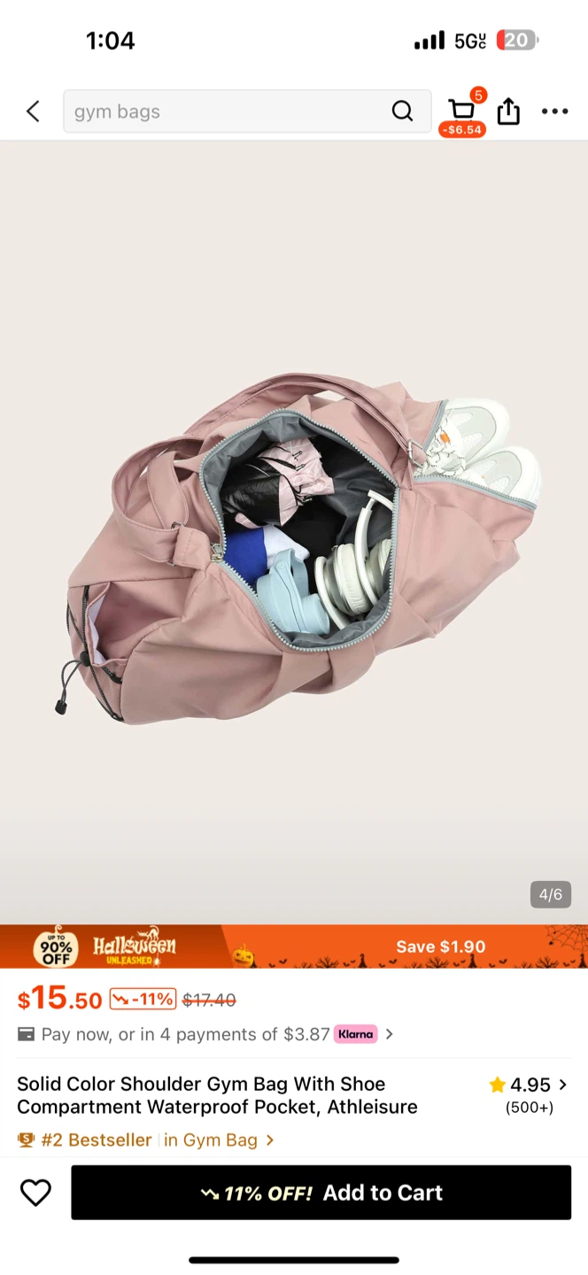 Michao Solid Color Shoulder Gym Bag - photo 2