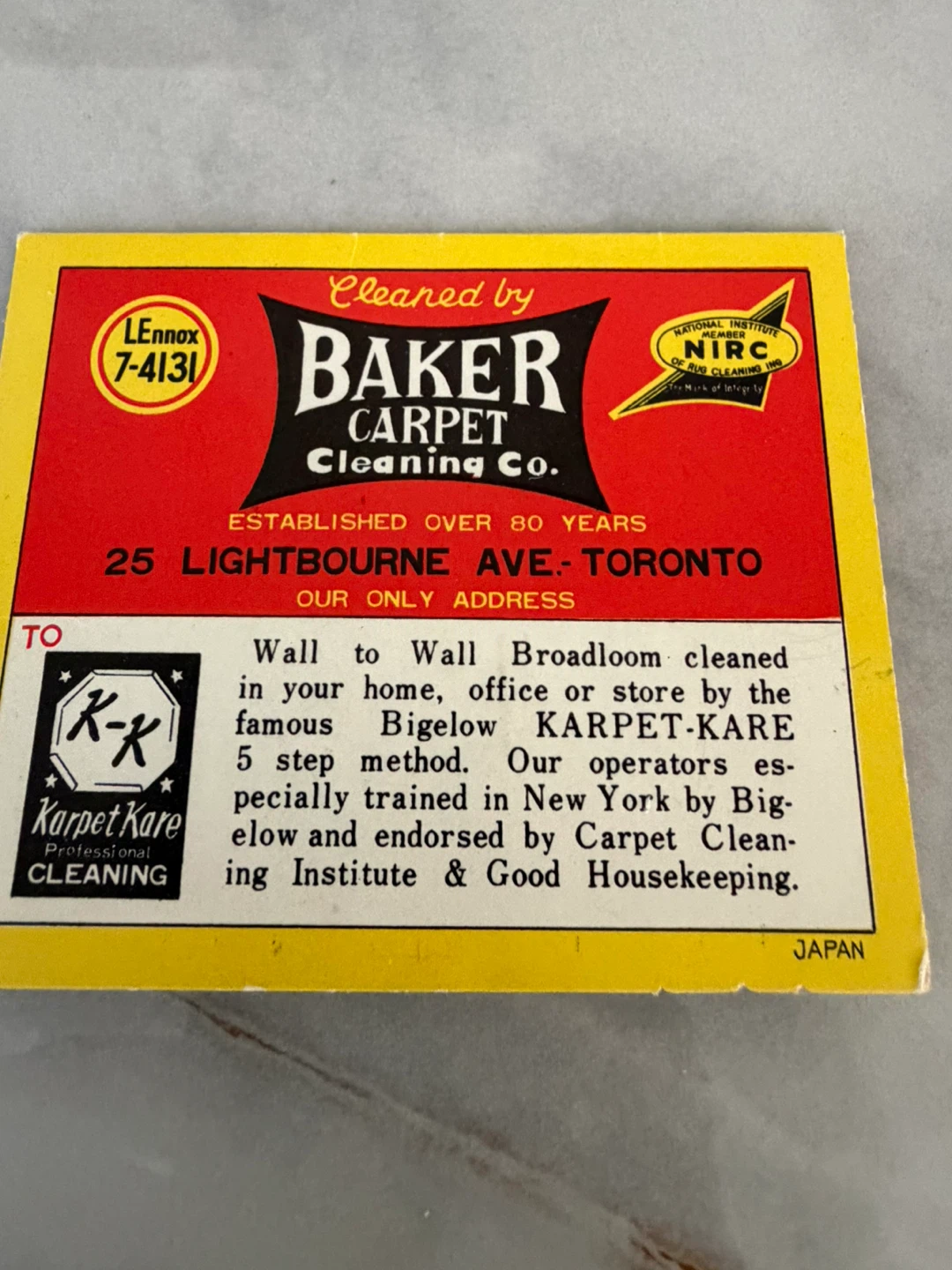 Vintage Baker Carpet Cleaning Co. Sewing Kit - photo 3