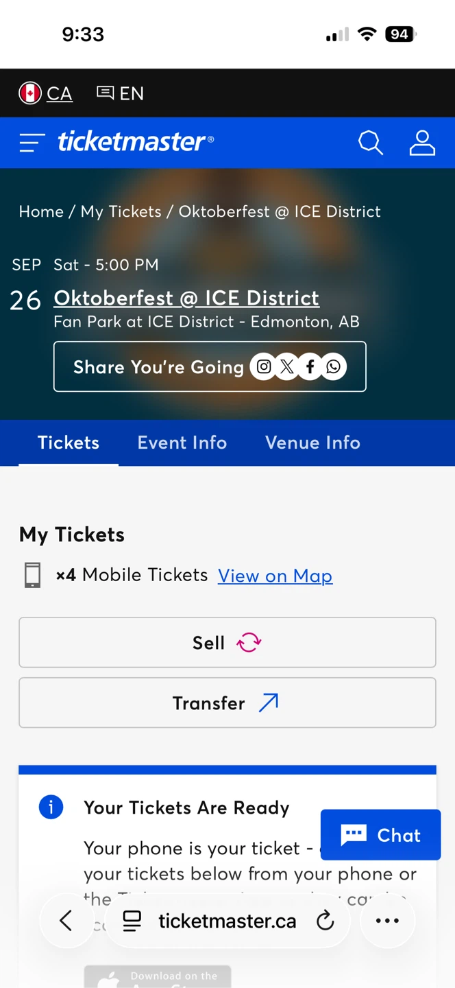 4 Oktoberfest tickets - today! Sep 26