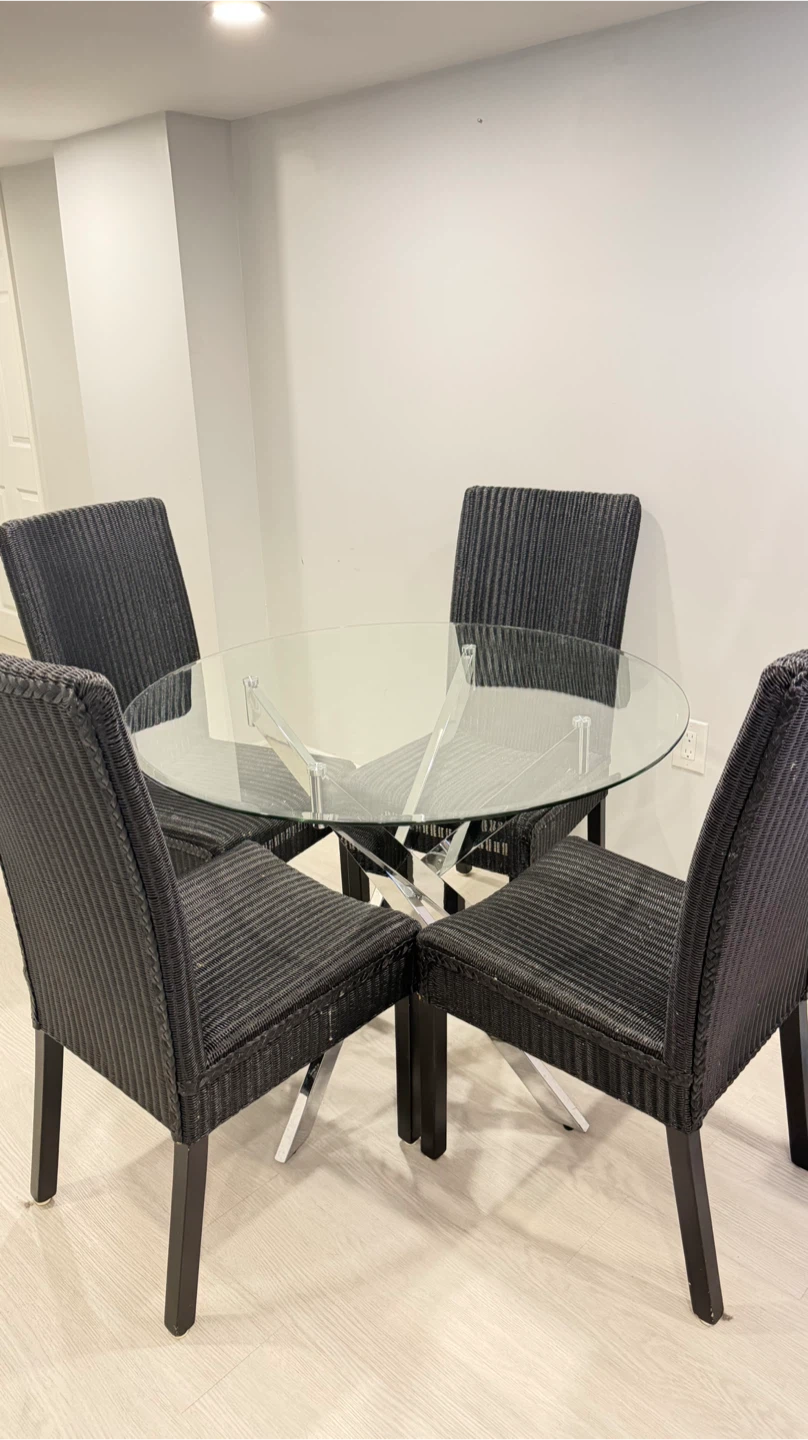 Wicker Dining Set with Glass Table - Moving Sale
