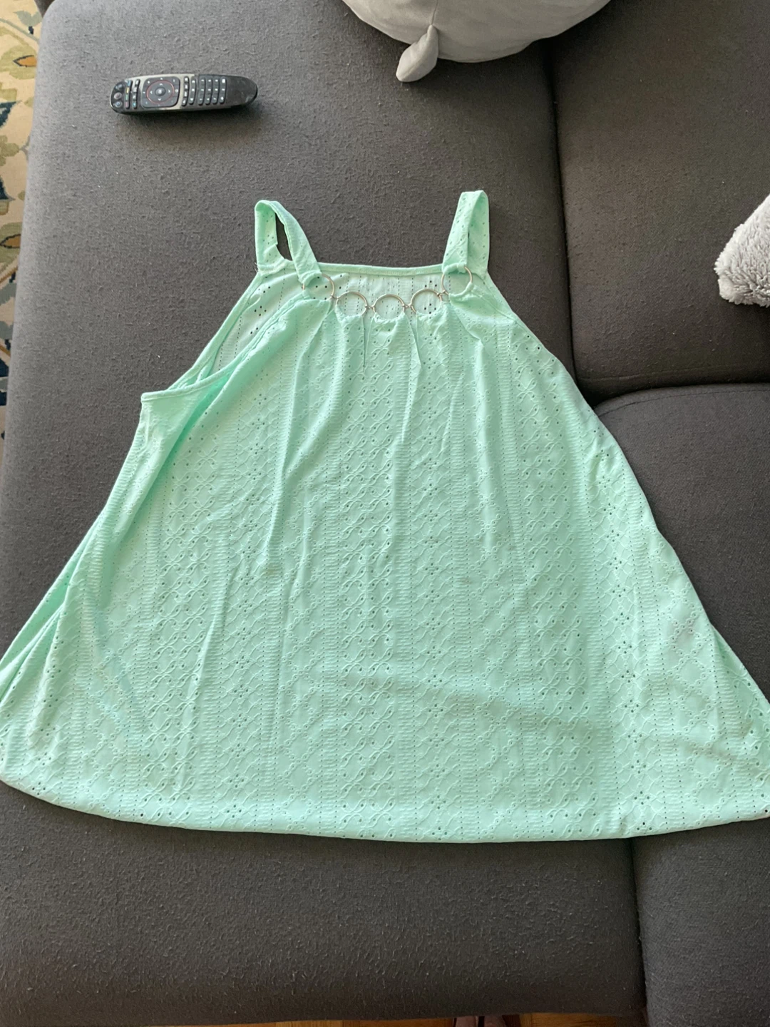Mint Green Eyelet Tank Top with Ring Detail - photo 3