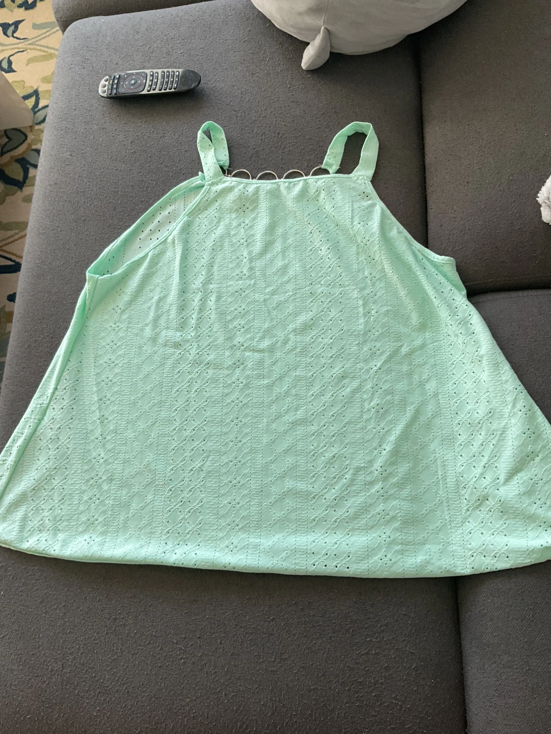 Mint Green Eyelet Tank Top with Ring Detail - photo 4