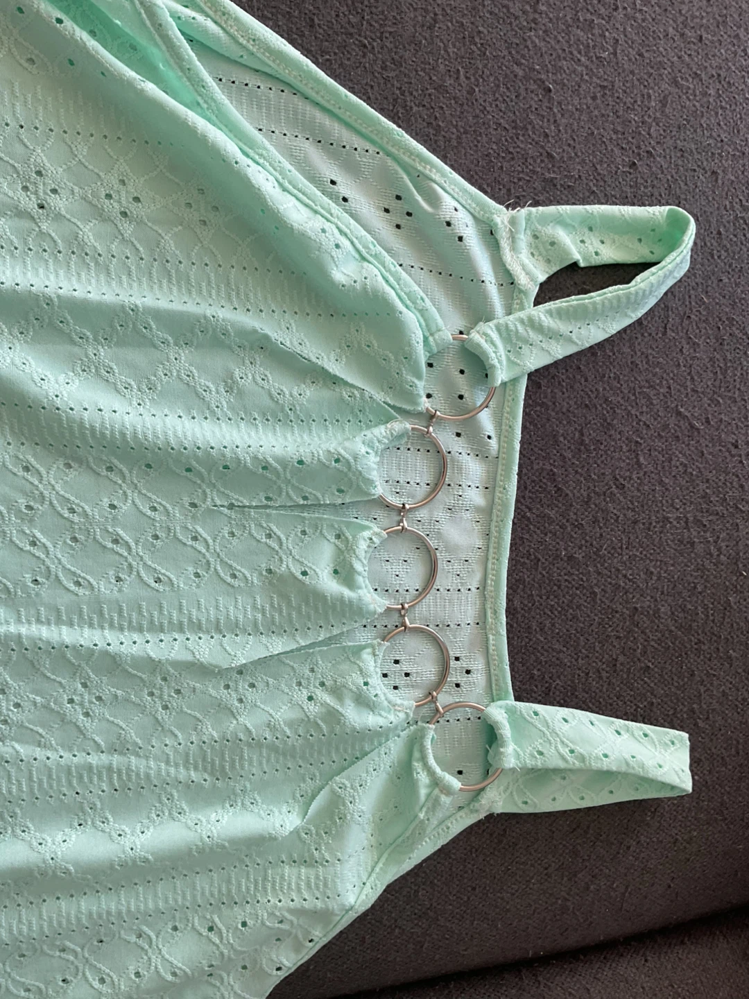 Mint Green Eyelet Tank Top with Ring Detail - photo 5