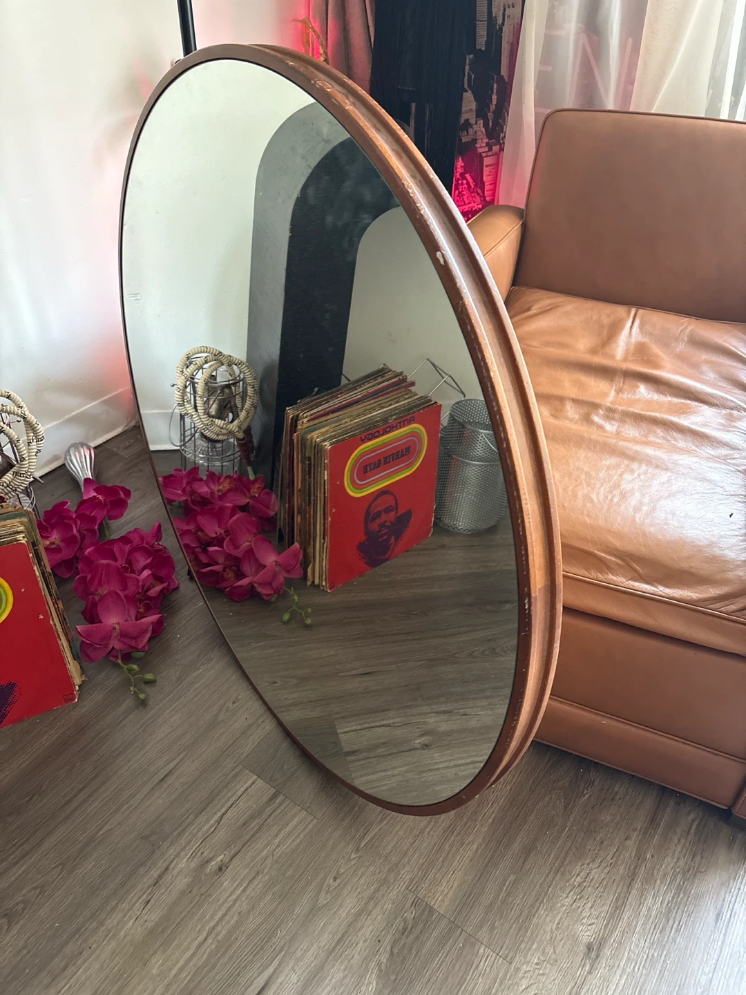 Large Round Wooden Wall Mirror west elm - photo 2