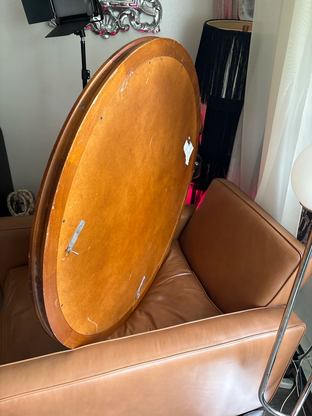 Large Round Wooden Wall Mirror west elm - photo 4