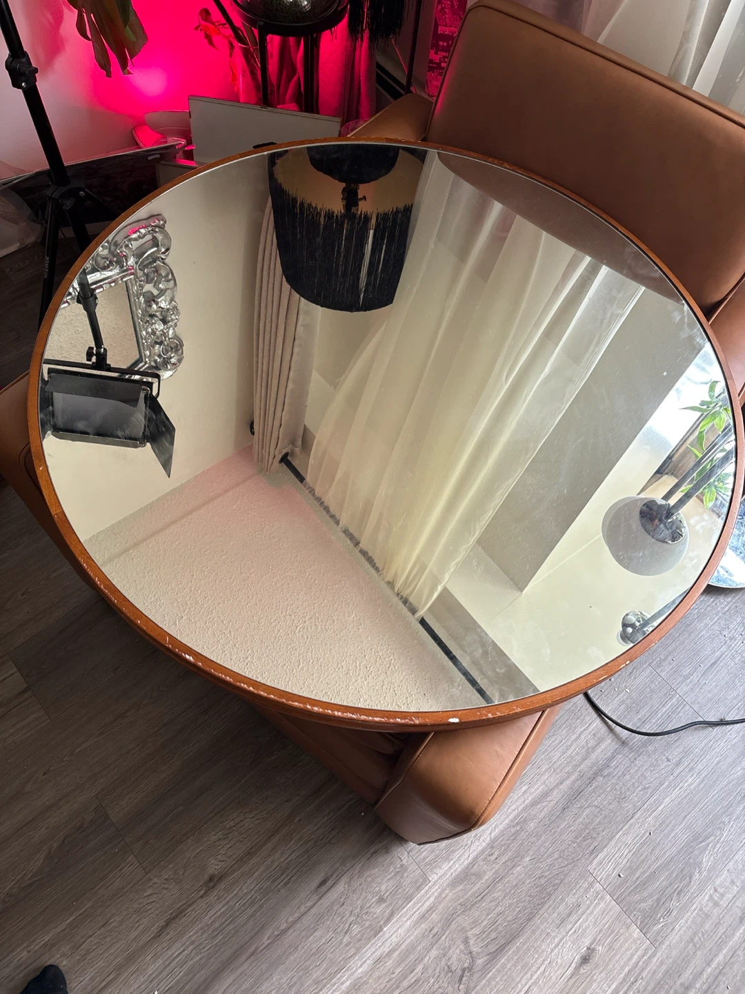 Large Round Wooden Wall Mirror west elm - photo 5