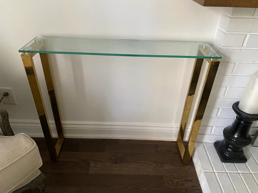 Everly Quinn 36" Glass Top Console Table