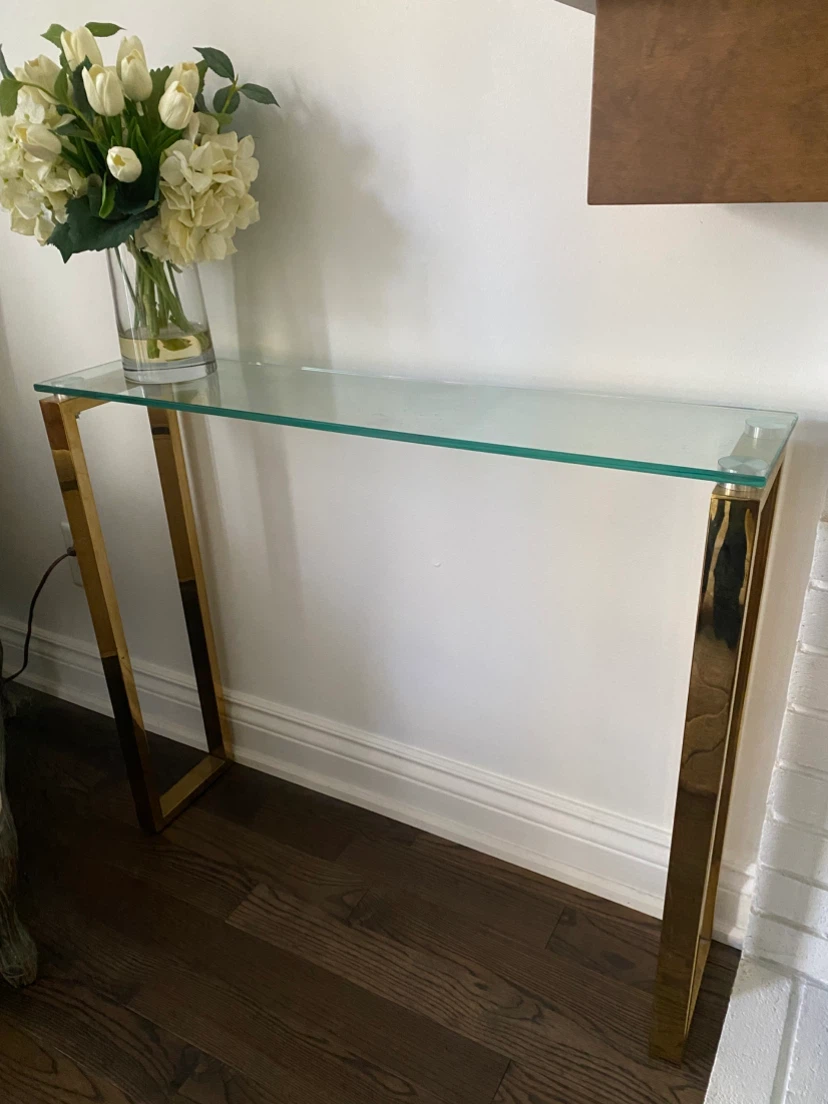 Everly Quinn 36" Glass Top Console Table - photo 3