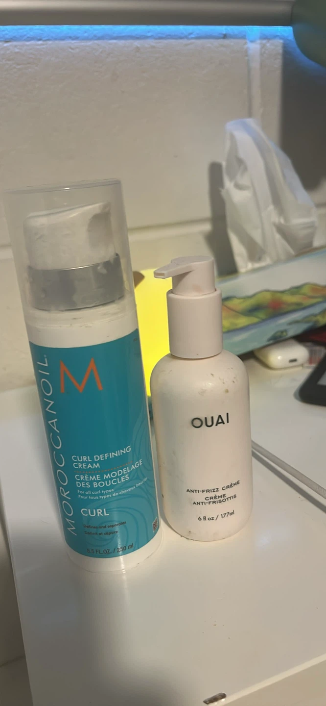 Moroccanoil and Ouai hair creams
