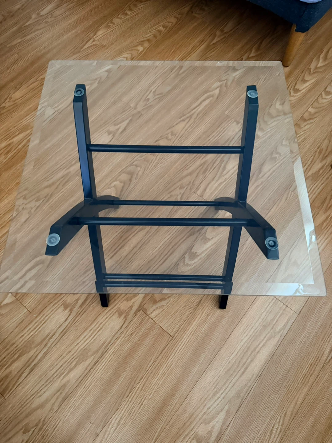 NEW Glass Top End Table with Black Metal Base - photo 2