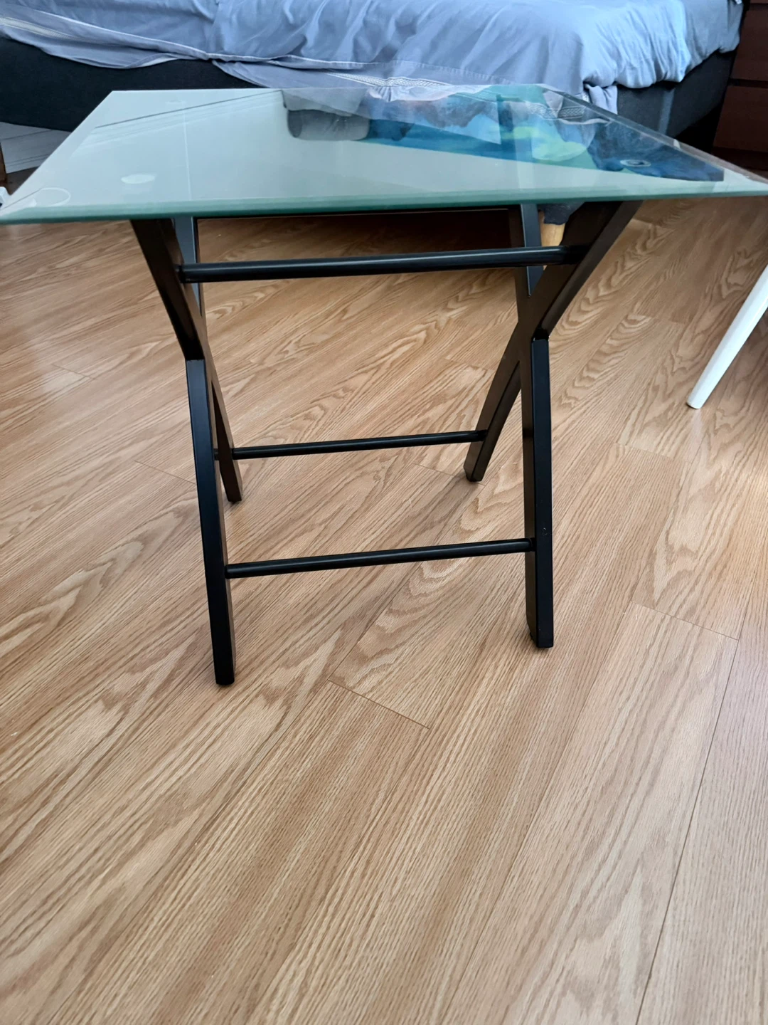 NEW Glass Top End Table with Black Metal Base - photo 4