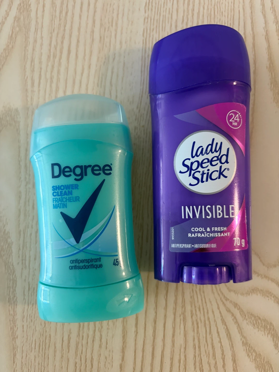 Degree and Lady Speed Stick Antiperspirants