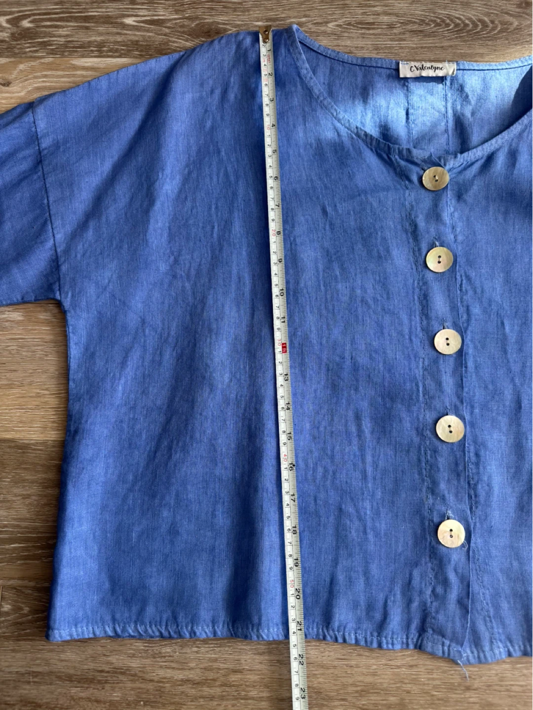 C.Valentyne Blue Button-Up Italian Linen Top - photo 5