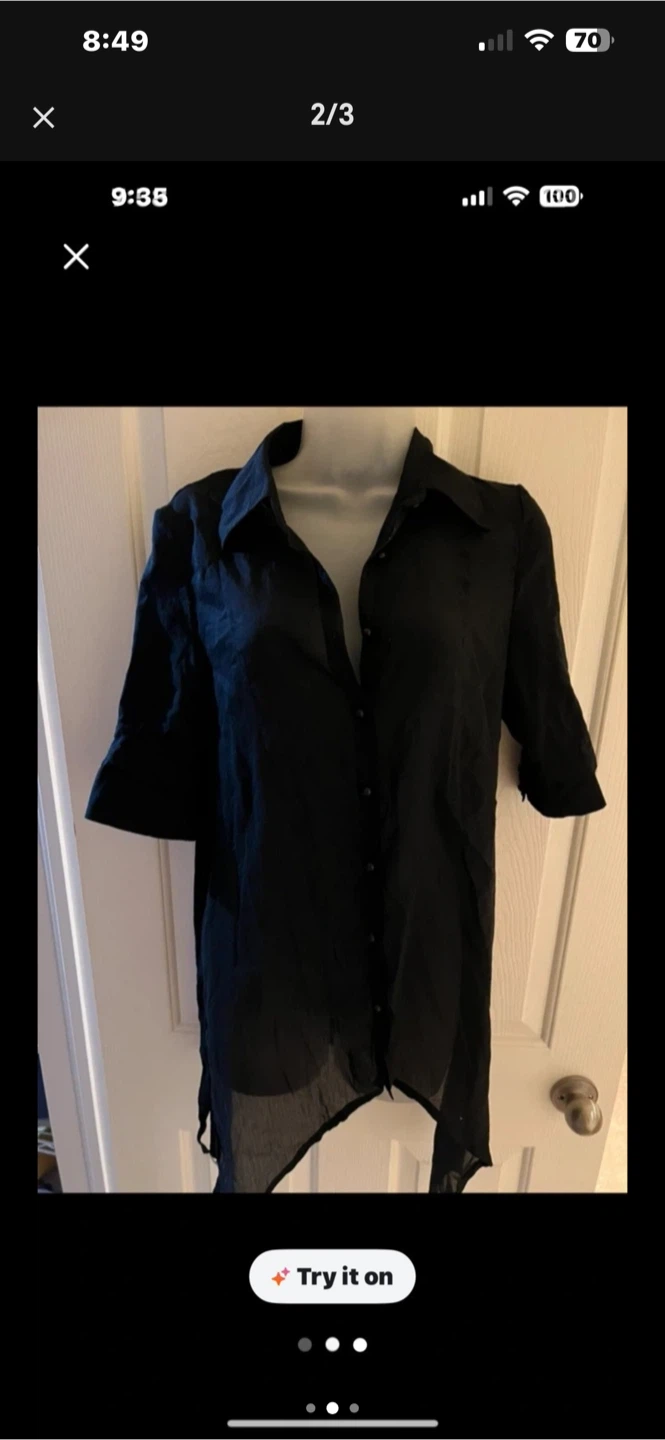 Kensie Black Button-Down Shirt