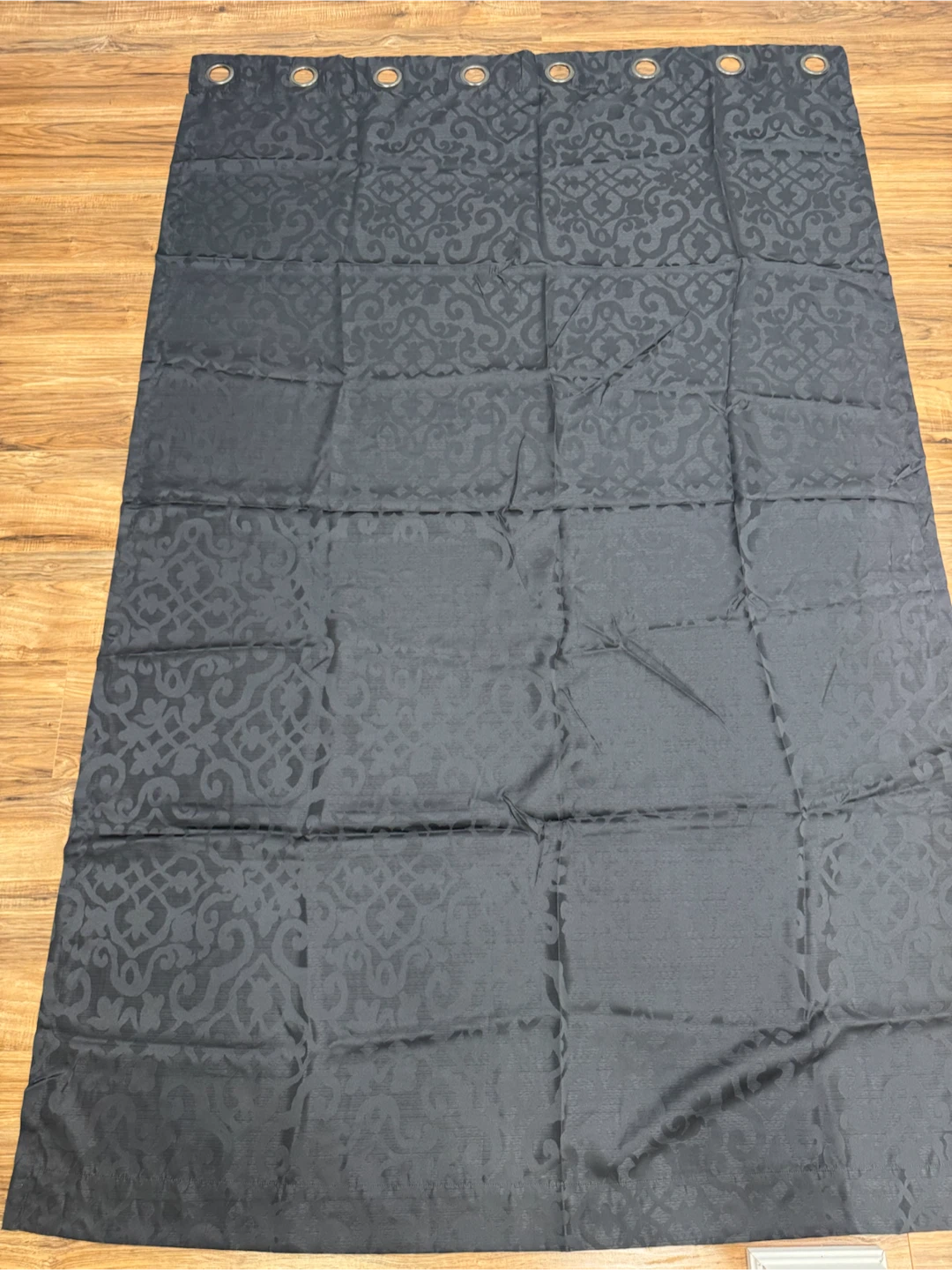 Dark Grey Damask Grommet Curtain - photo 3