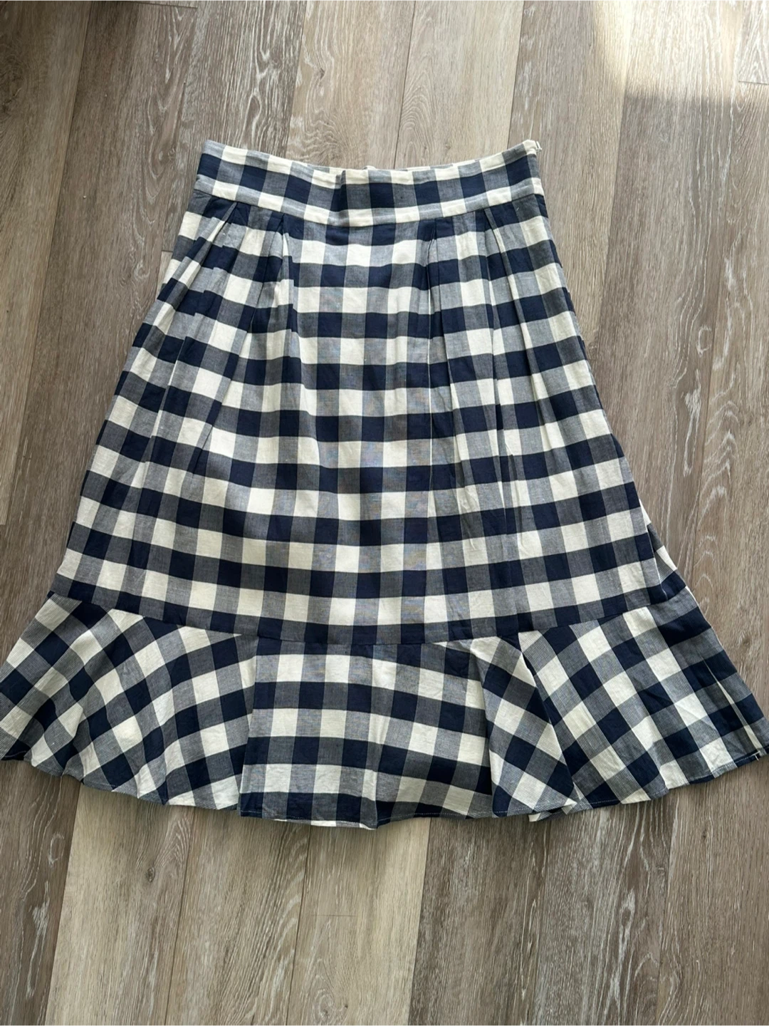 Club Monaco linen blend Gingham Check Skirt