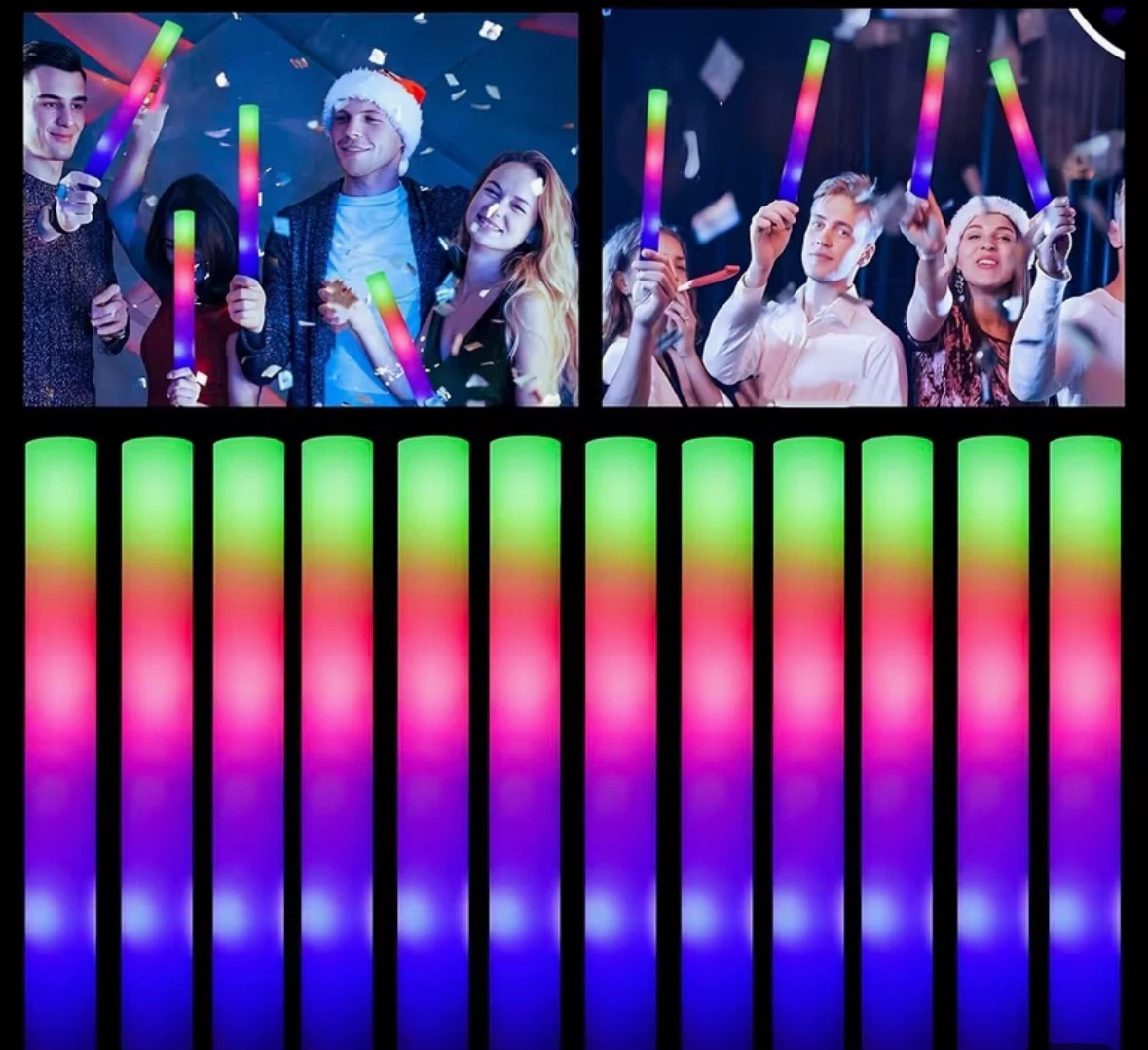 Set of 12 LED Foam Glow Sticks - photo 2