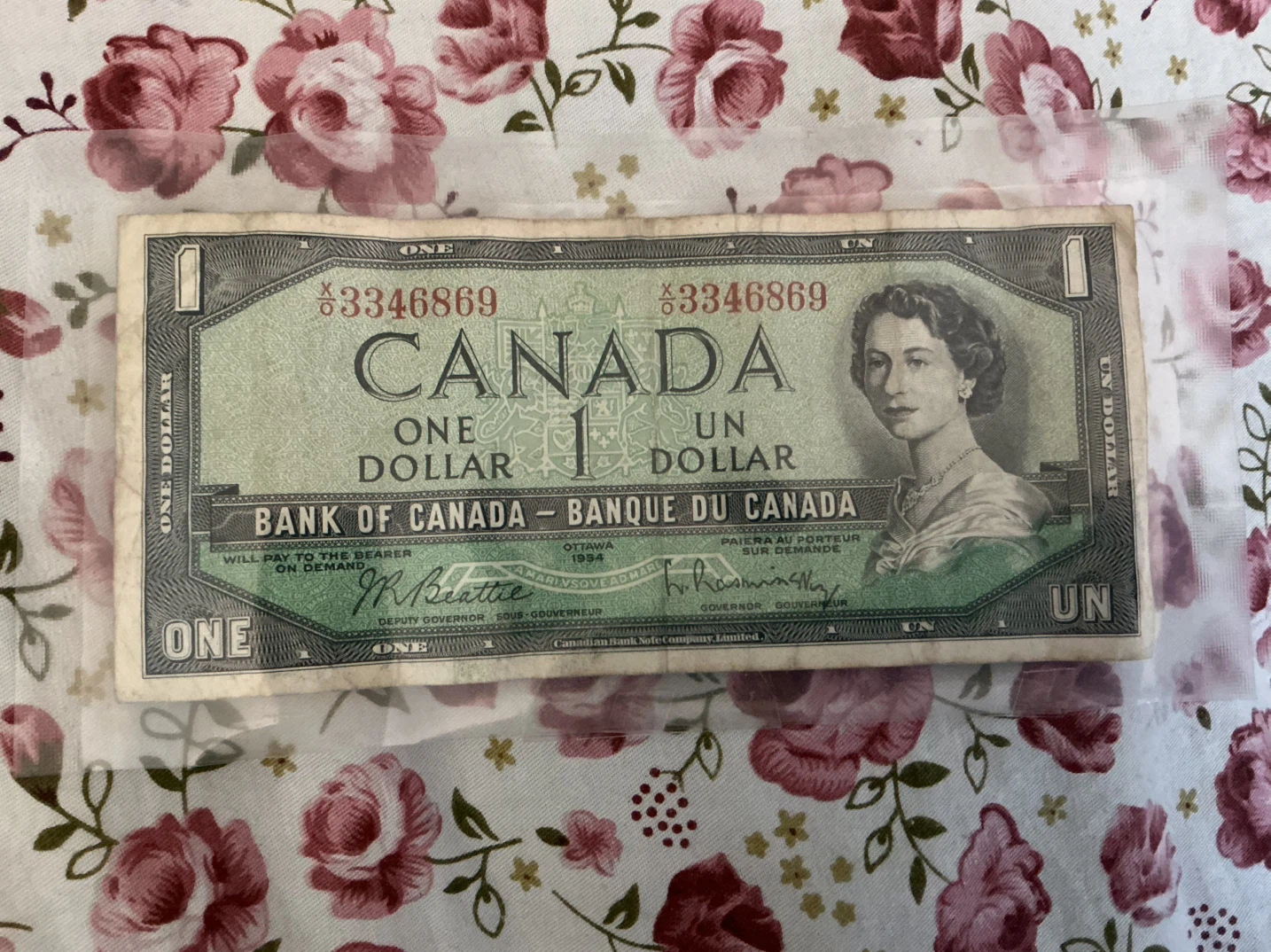 Antique 1954 Queen Elizabeth II Canada banknote