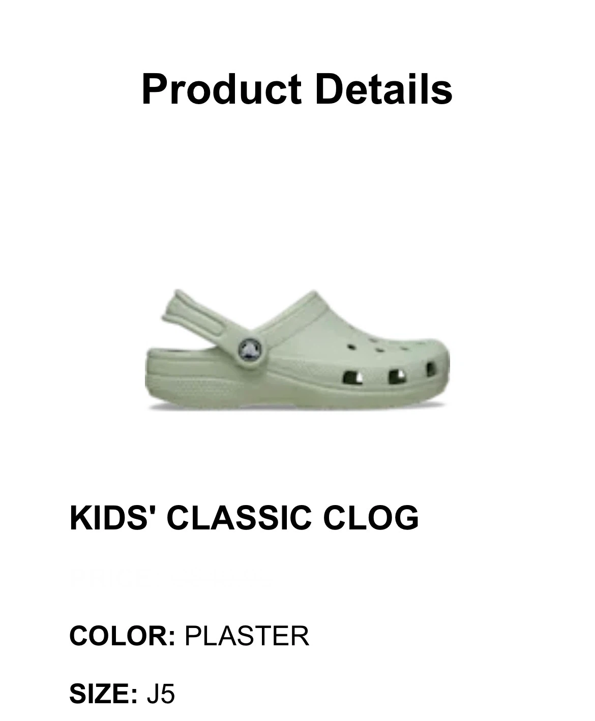 Crocs Kids' Classic Clog in Plaster - Size J5 - photo 4